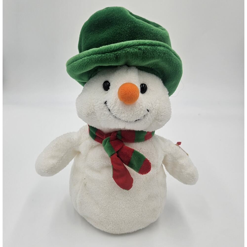 Ty Pluffies Christmas "Mr. Snow" Snowman Plush Stuffed Animal 10"×10" Cozy Soft